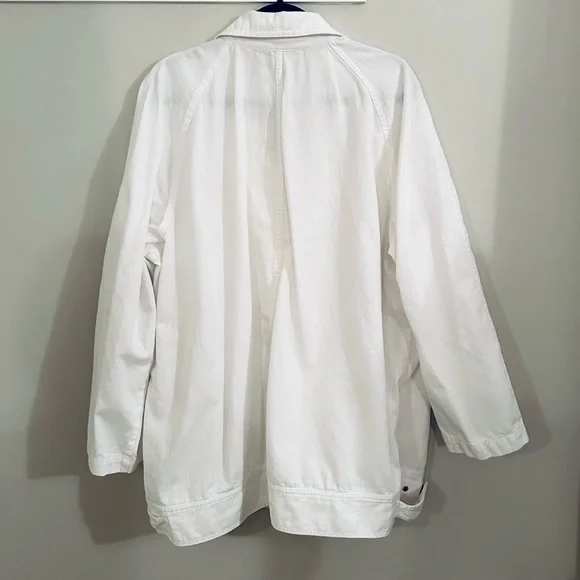 Sejour Long Sleeve Lightweight Denim Jacket Adjustable Waist, White, Size 2X - Picture 2 of 8
